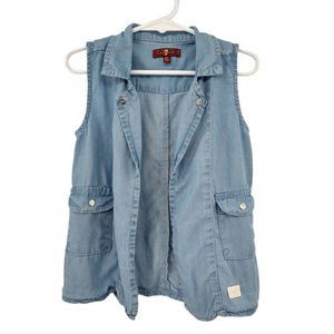 7 For All Mankind Kid's Chambray Open Front Vest - 4T